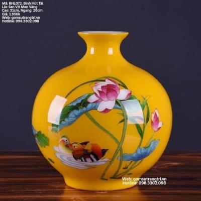 BÌNH HÚT TÀI LỘC SEN VỊT MEN VÀNG